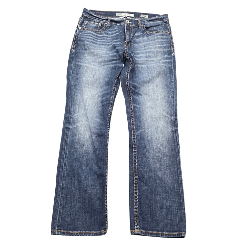 BKE Jake Straight Leg Jeans Mens 34 x 32 Blue Denim ABC16059 Stretch